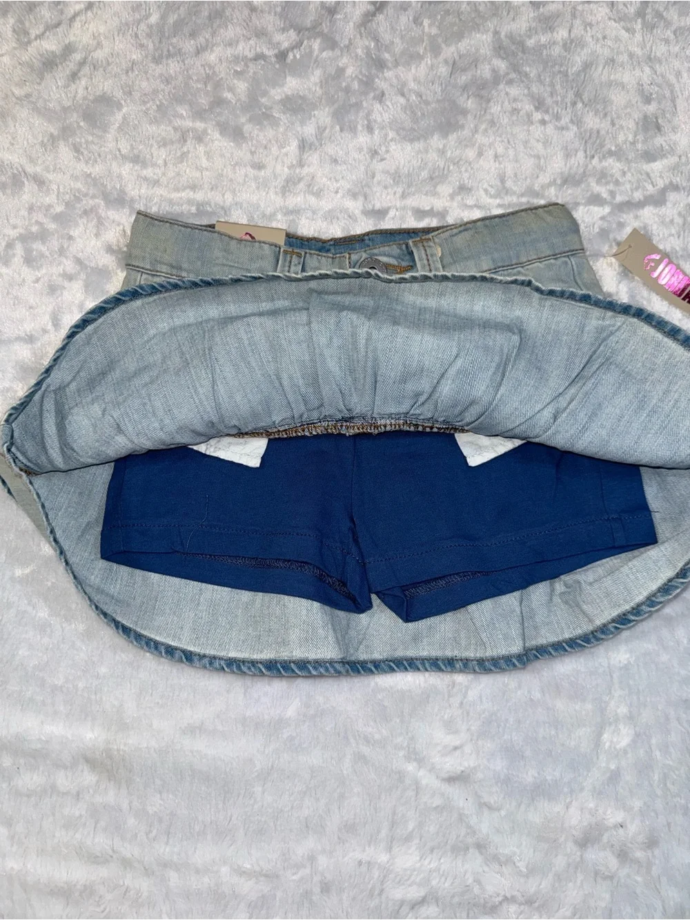 Jordache Light Wash Denim Ruffle Skort - Pale Blue